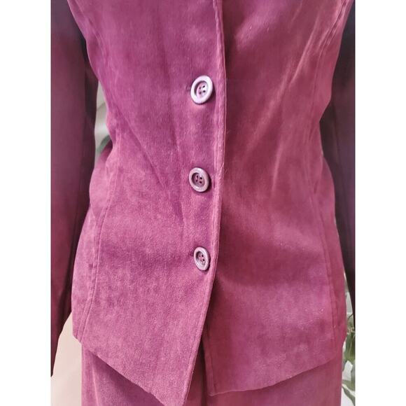 First Option Womens Maroon Single Breasted Four Button 2 Piece Pants & Coat MP - Picture 3 of 12